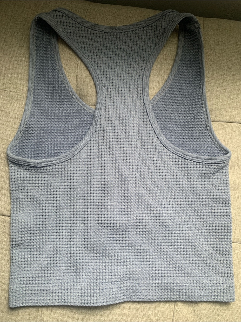 🆕- Ribbed Waffle Henley Racerback Tank Top - Light Blue By Gypsy + Jade - Picture 5 of 6